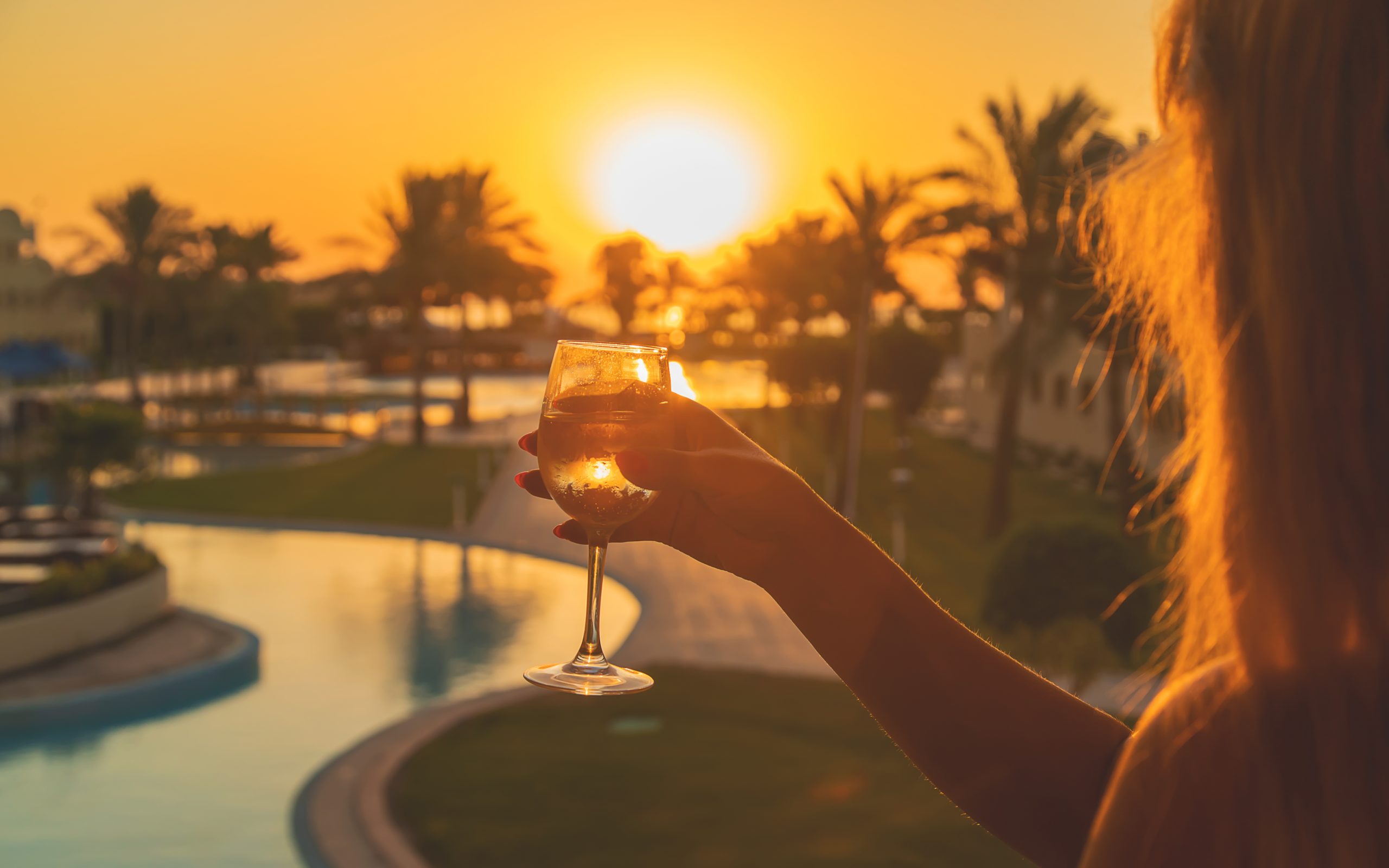 Relaxing coastal sunset dining experience