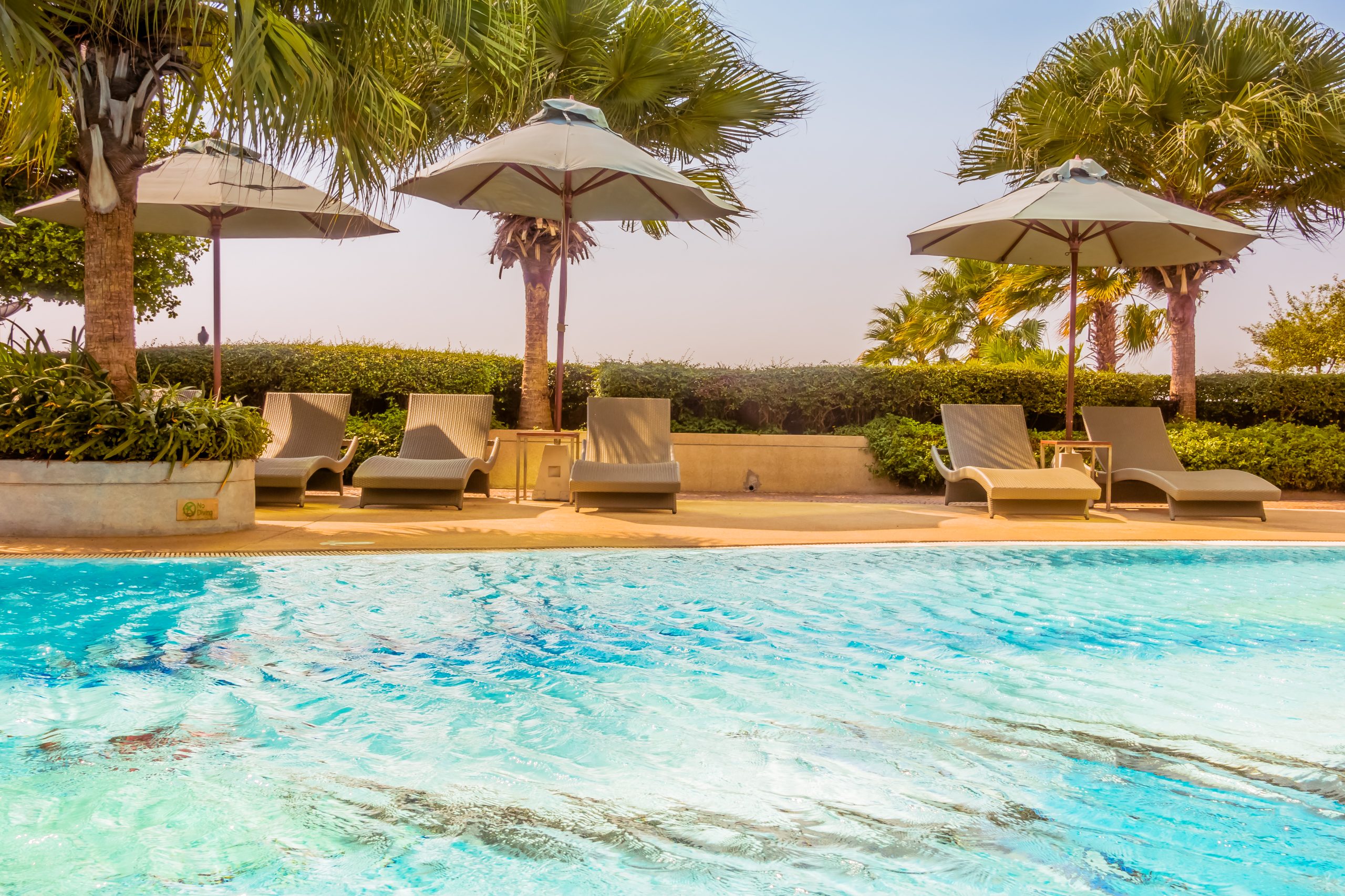 Luxury resort swimming pool and relaxation area